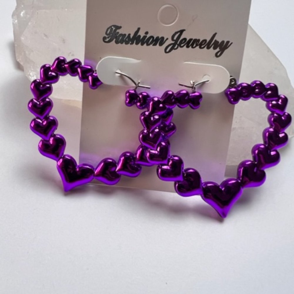 Purple Heart Earrings